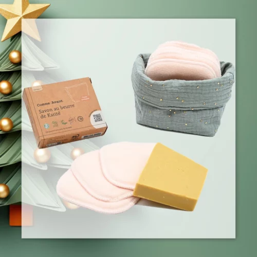 Kit "Mes essentiels salle de bain" : lingettes lavables, savon Bio et panière